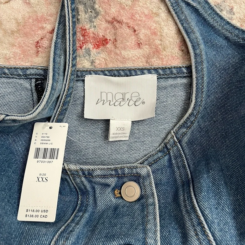 Mare Mare Halter Shrunken Denim Vest Top XXS Anthropologie Womens Blouse Jean - Picture 5 of 8
